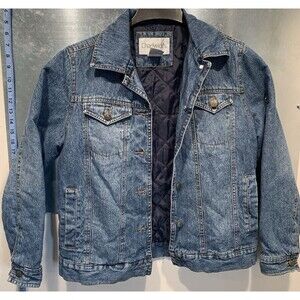 Denim Button Up Truckers Jacket Quilted Lining S Cotton Blend Chadwick's VGUC